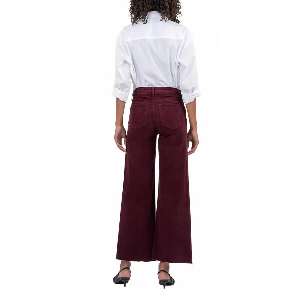 NEW KUT FROM THE KLOTH meg wide leg high rise raw hem jeans in dark plum - Picture 3 of 3